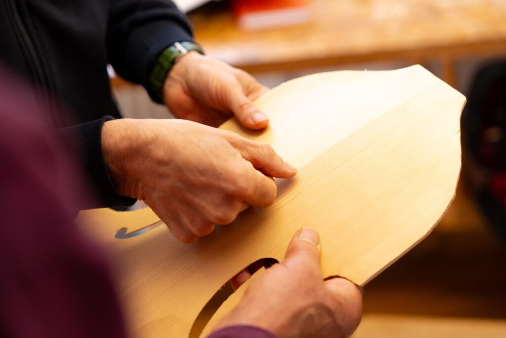 Nahaufname eines Geigendeckels